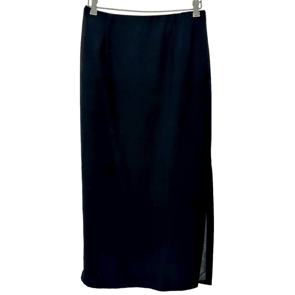 APOSTROPHE Maxi Skirt Sz10 Black Side Slit Lined Dry Clean Back Zipper S…